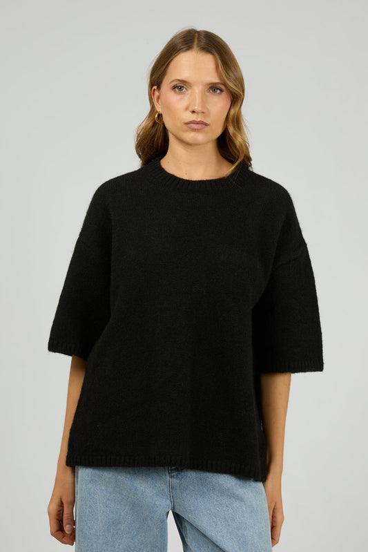 SILENT THEORY WILLOW KNIT TEE - BLACK - THE VOGUE STORE