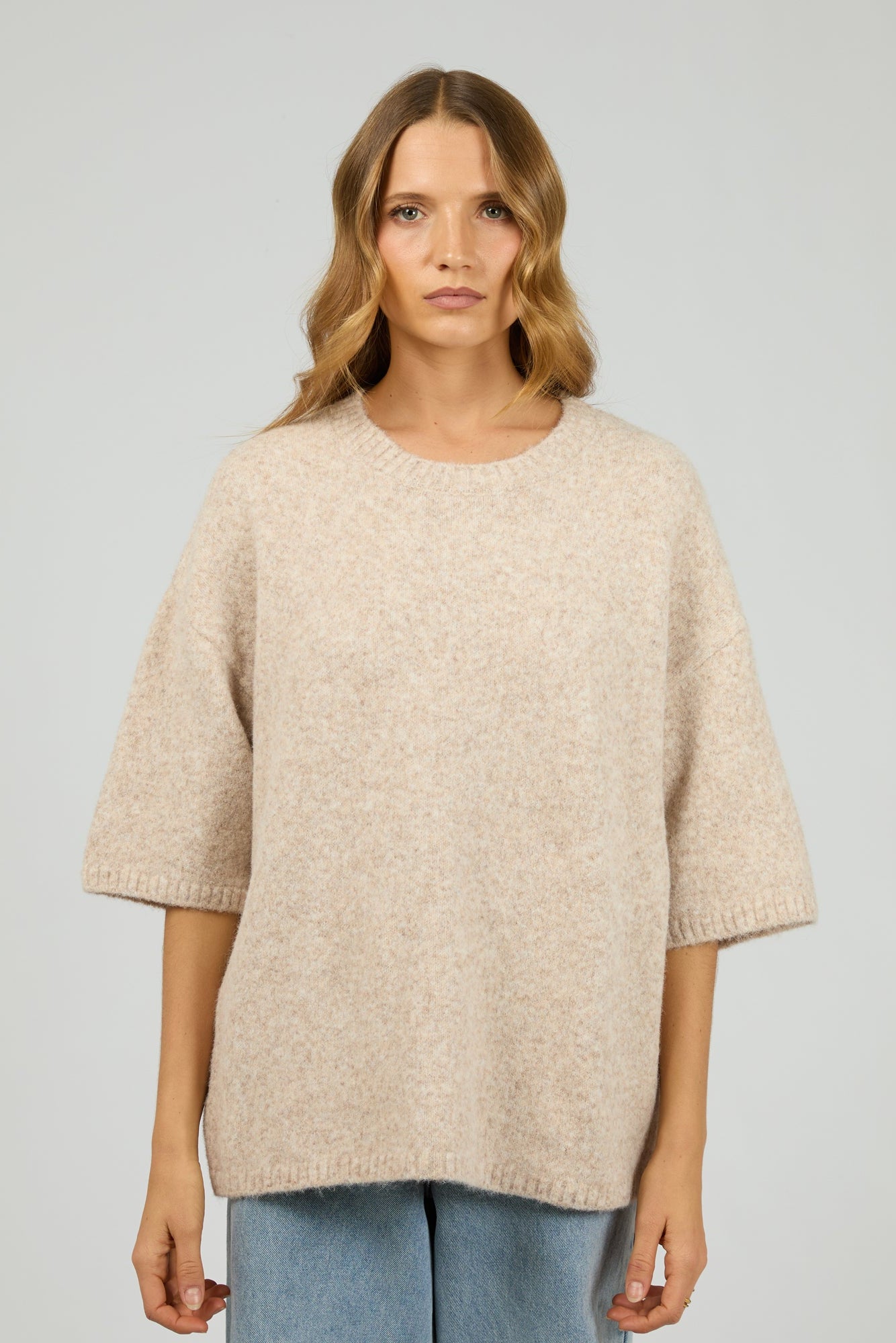 SILENT THEORY WILLOW KNIT TEE - OAT - THE VOGUE STORE