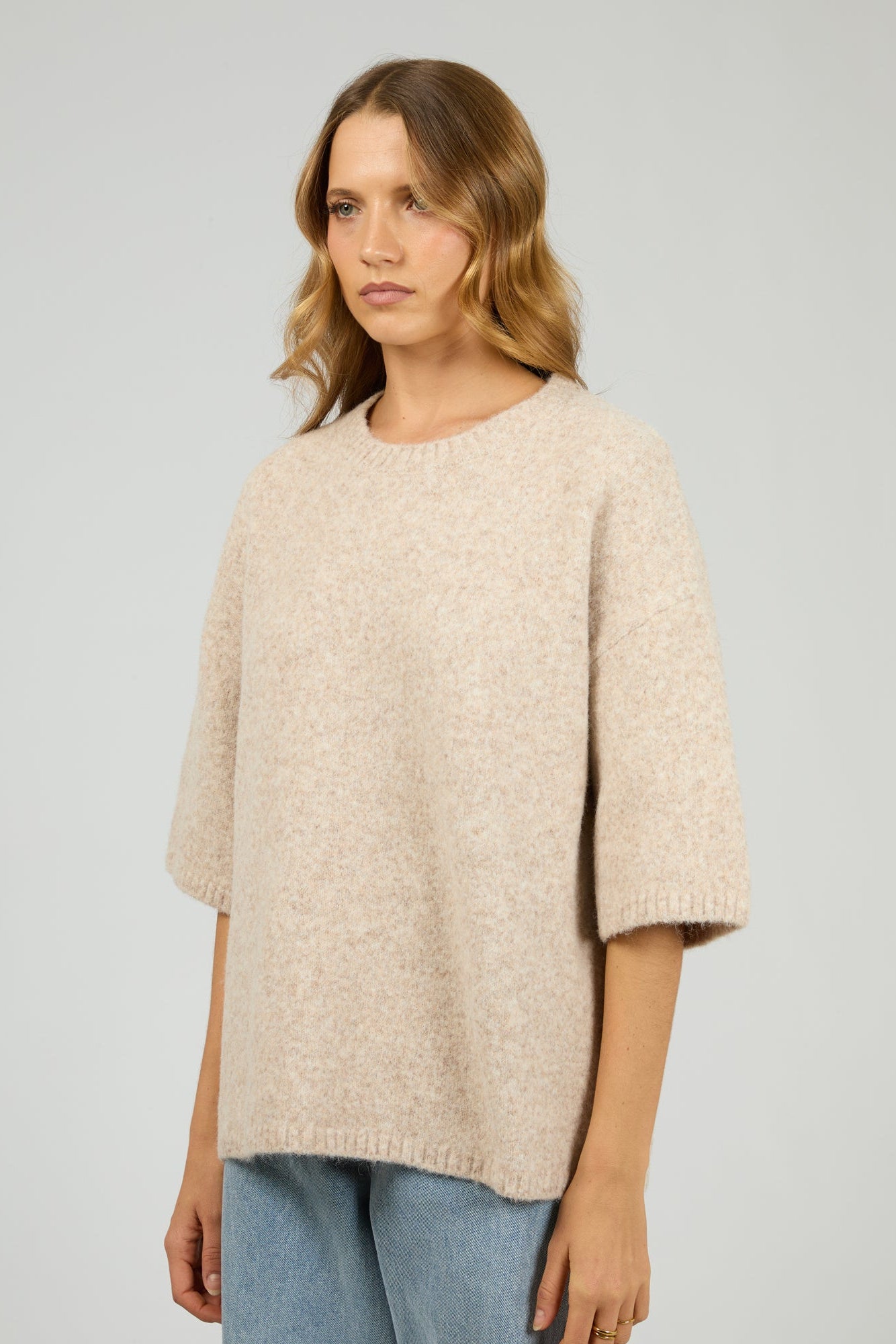 SILENT THEORY WILLOW KNIT TEE - OAT - THE VOGUE STORE