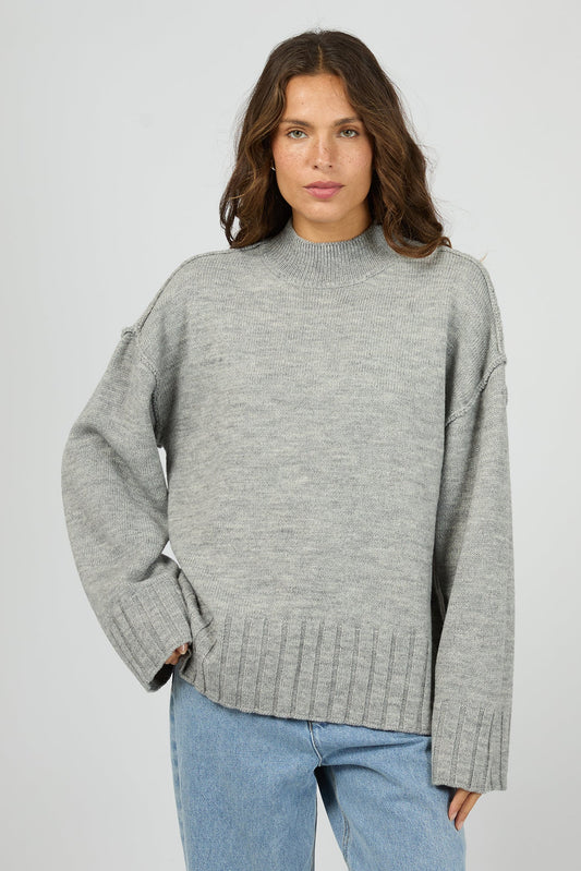 SILENT THEORY LOTUS KNIT JUMPER - GREY MARLE - THE VOGUE STORE