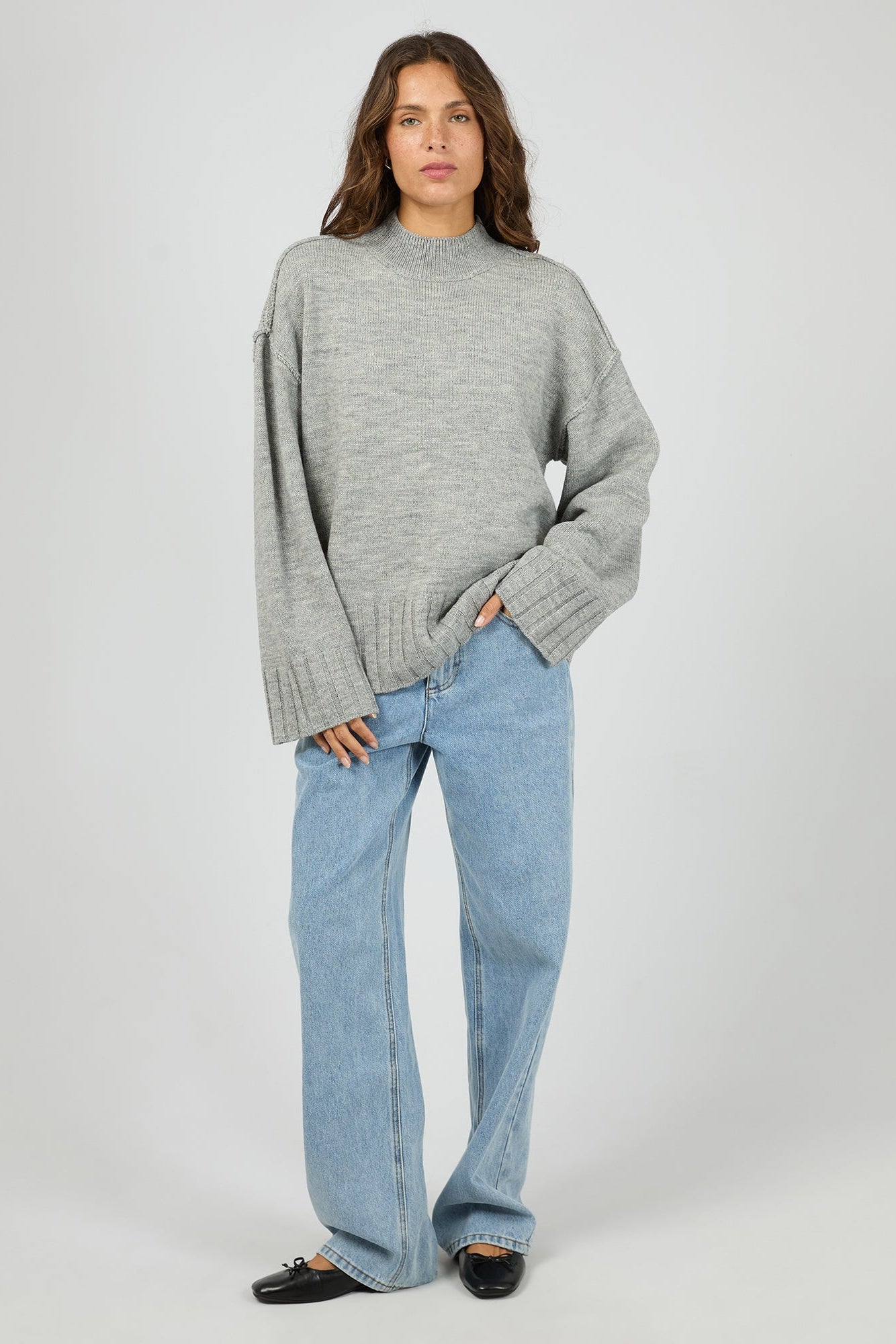 SILENT THEORY LOTUS KNIT JUMPER - GREY MARLE - THE VOGUE STORE