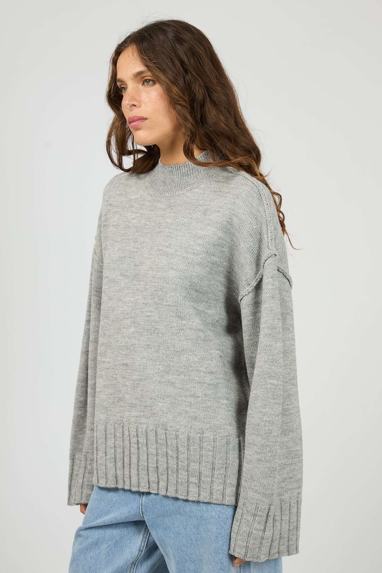 SILENT THEORY LOTUS KNIT JUMPER - GREY MARLE - THE VOGUE STORE