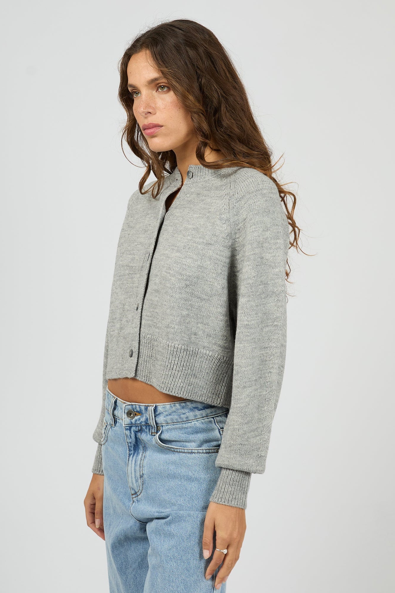 SILENT THOERY LOTUS KNIT CARDIGAN - GREY MARLE - THE VOGUE STORE