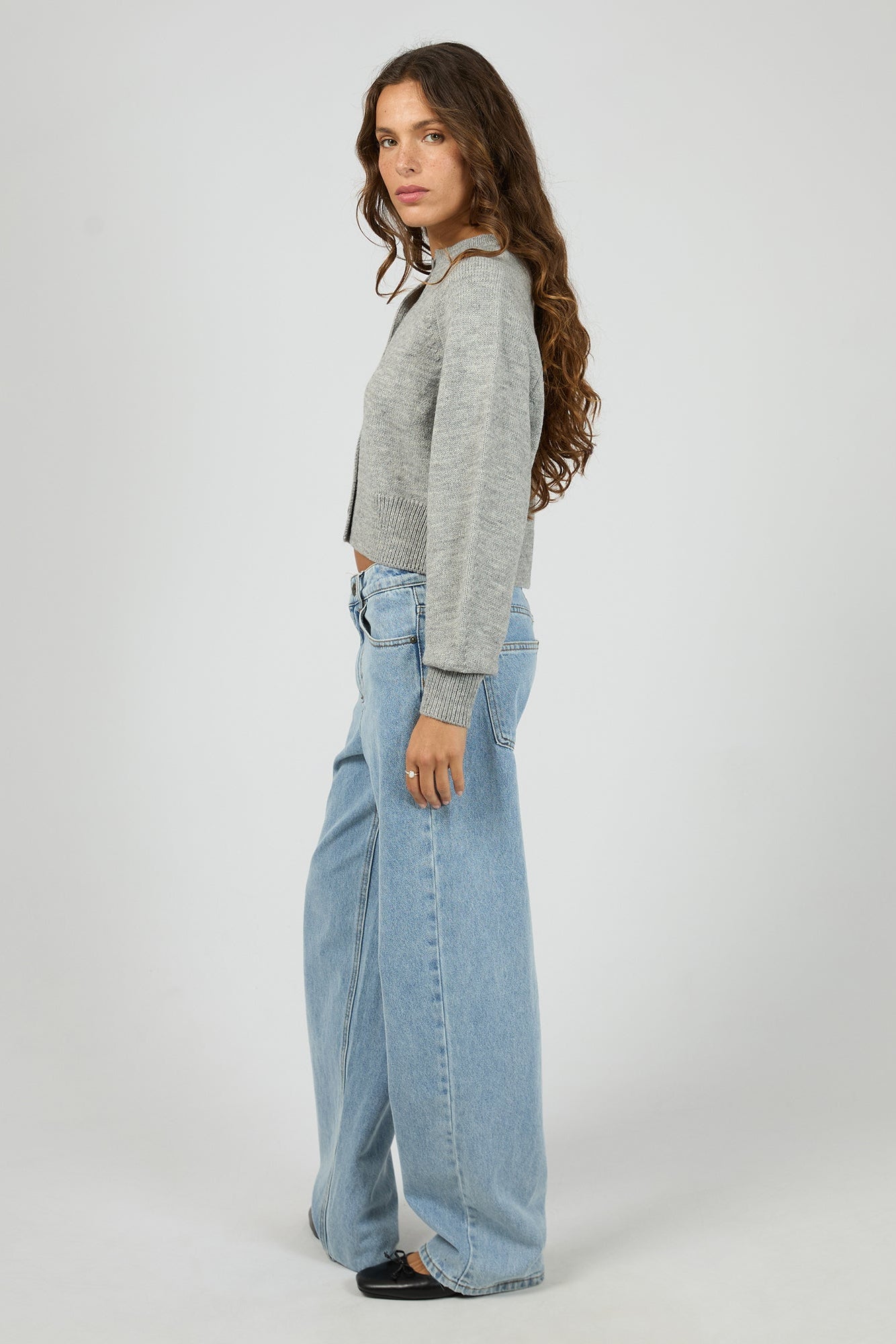 SILENT THOERY LOTUS KNIT CARDIGAN - GREY MARLE - THE VOGUE STORE