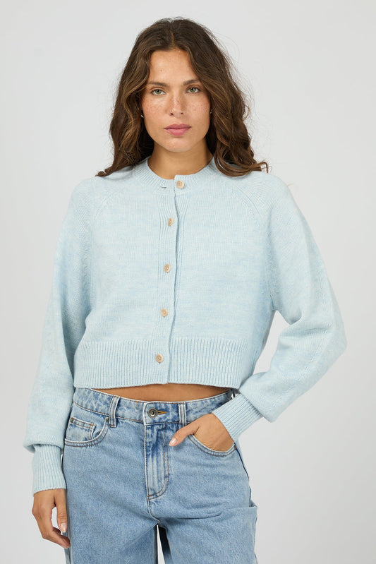 SILENT THEORY LOTUS KNIT CARDIGAN - LIGHT BLUE - THE VOGUE STORE