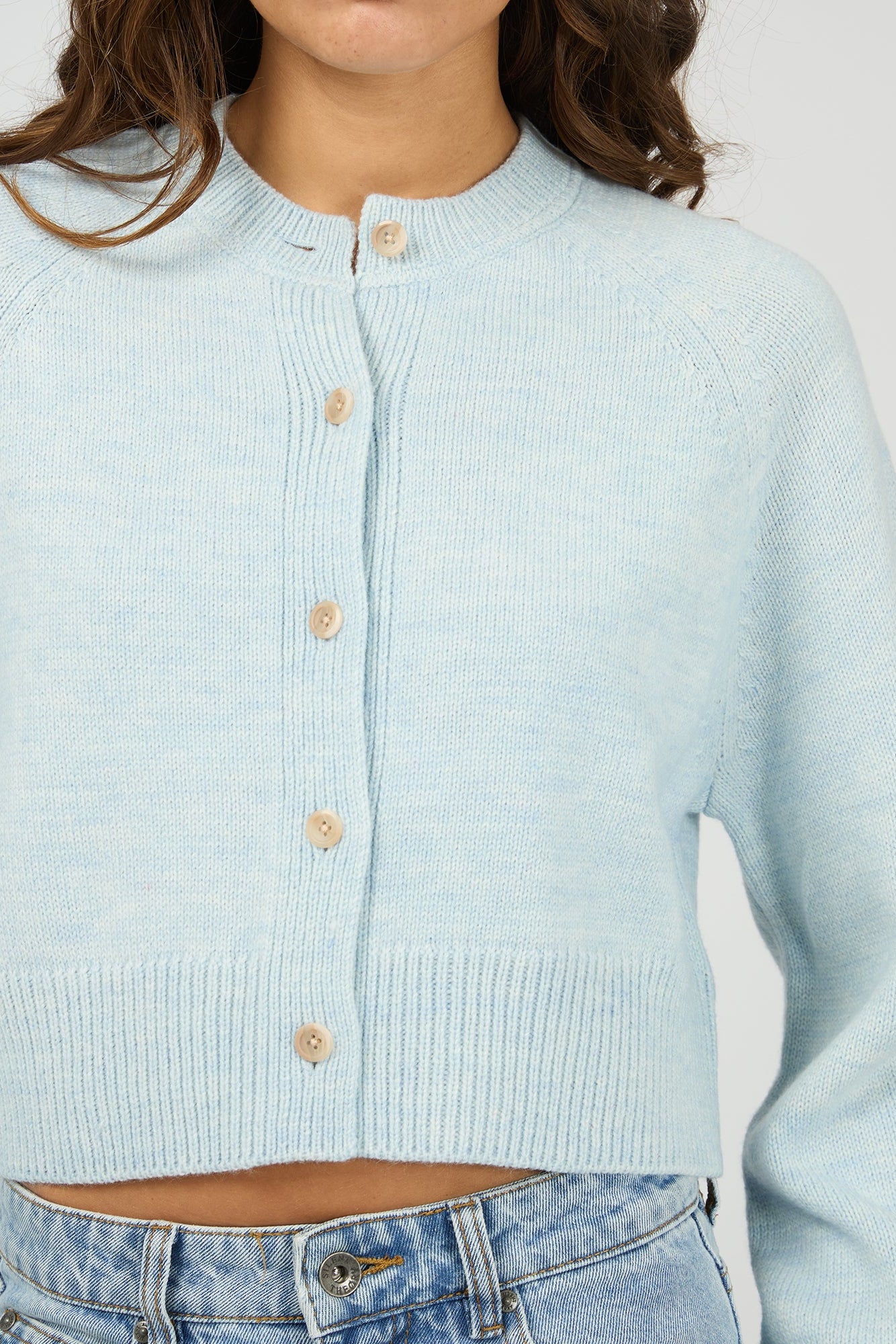 SILENT THEORY LOTUS KNIT CARDIGAN - LIGHT BLUE - THE VOGUE STORE