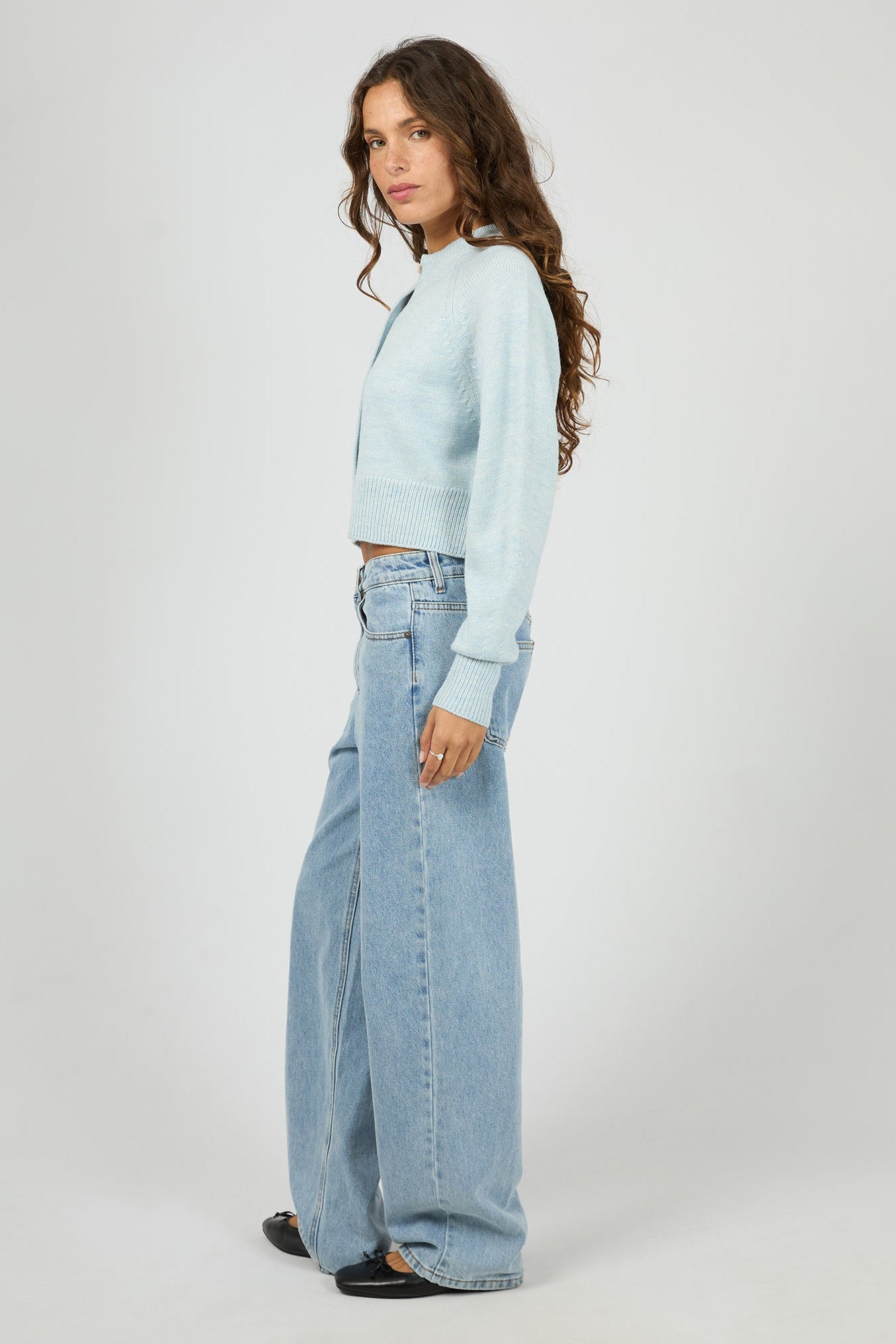 SILENT THEORY LOTUS KNIT CARDIGAN - LIGHT BLUE - THE VOGUE STORE