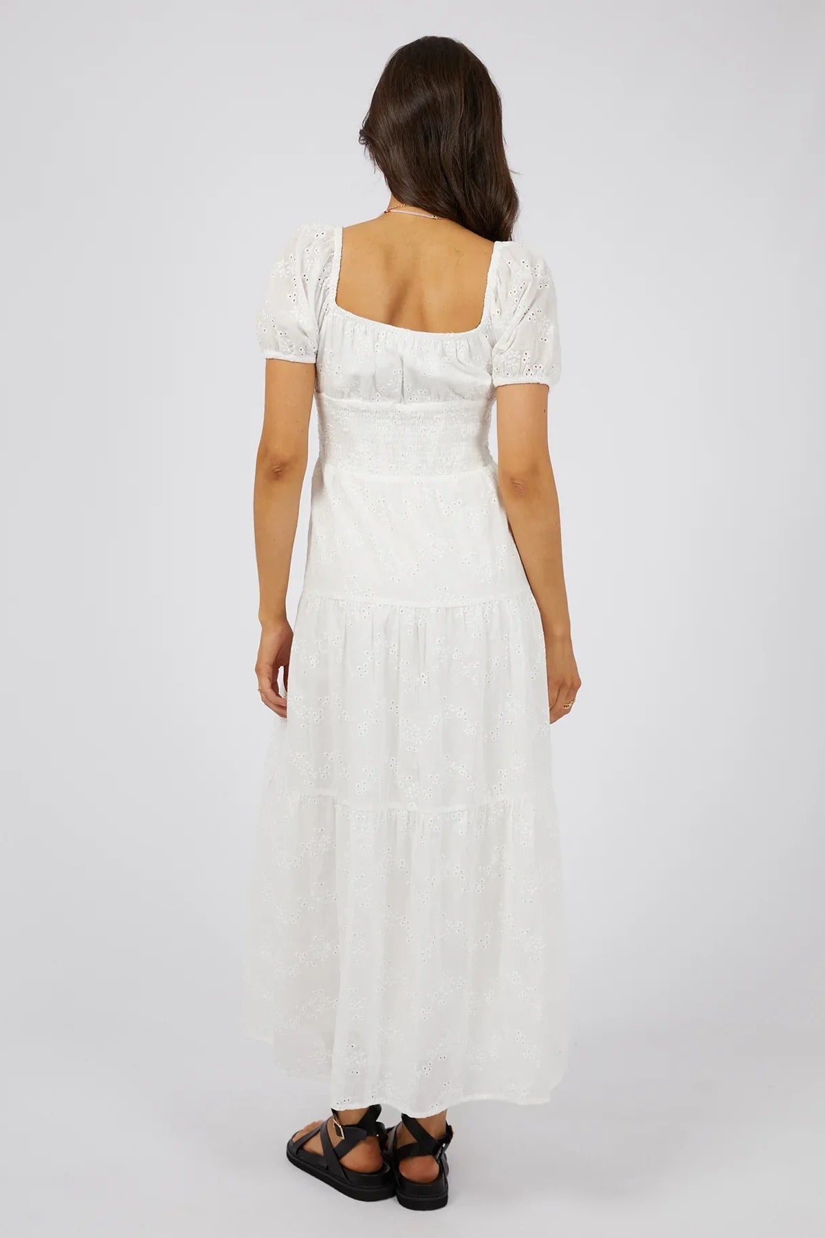ALL ABOUT EVE SUTTON BRODERIE MAXI DRESS - VINTAGE WHITE - THE VOGUE STORE