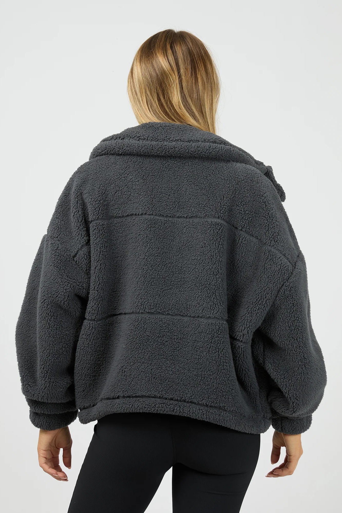 ALL ABOUT EVE COSY CLUB TEDDY JACKET - CHARCOAL - THE VOGUE STORE