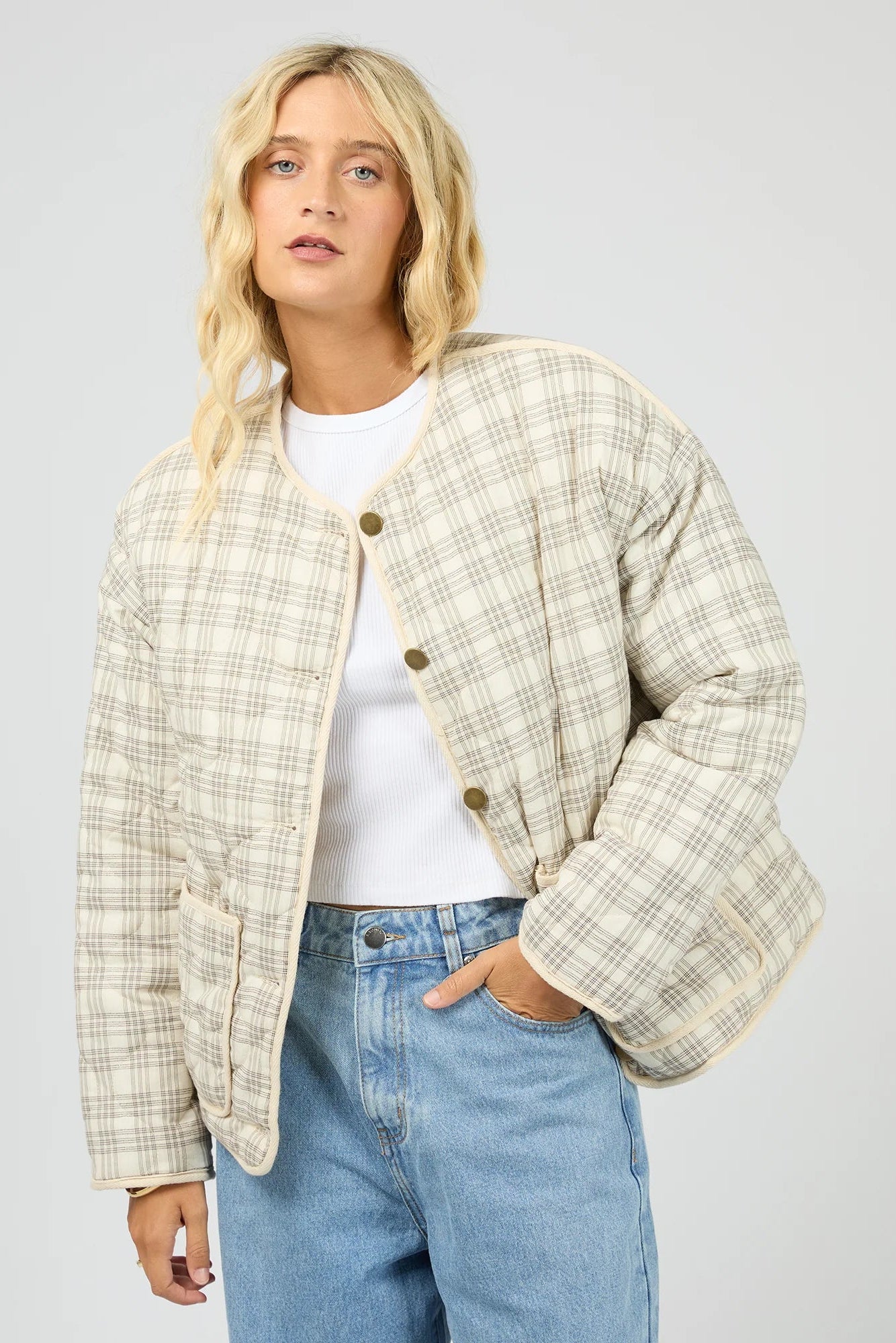 ALL ABOUT EVE INDRA JACKET - CHALK - THE VOGUE STORE