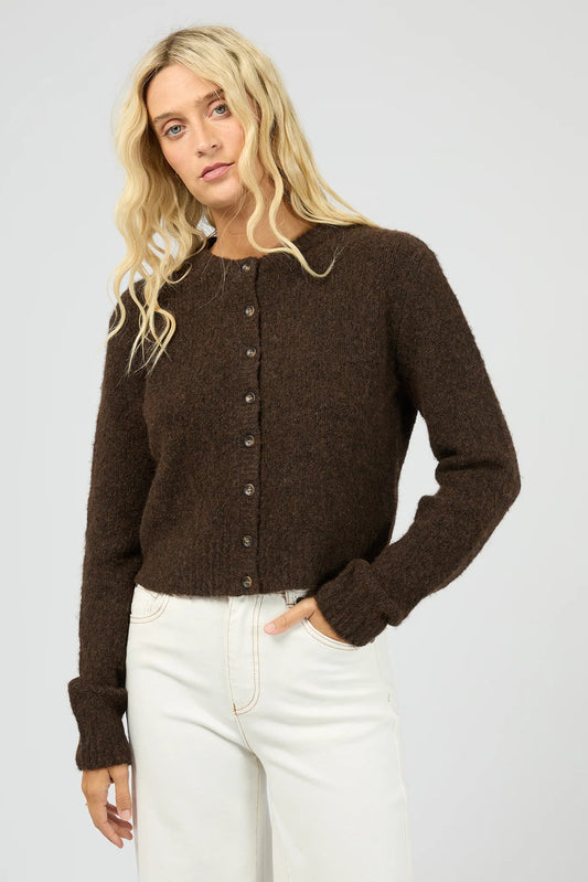 ALL ABOUT EVE BAYSIDE CARDIGAN - BROWN - THE VOGUE STORE