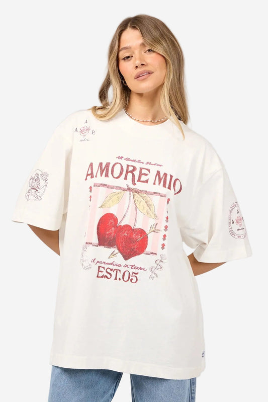 ALL ABOUT EVE AURORA OVERSIZED TEE - VINTAGE WHITE - THE VOGUE STORE