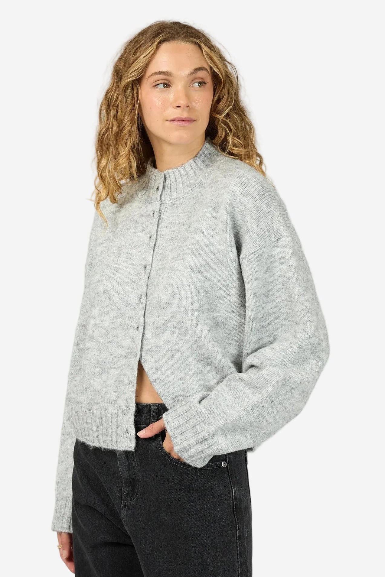 ALL ABOUT EVE ROSALIA CARDIGAN - GREY MARLE - THE VOGUE STORE