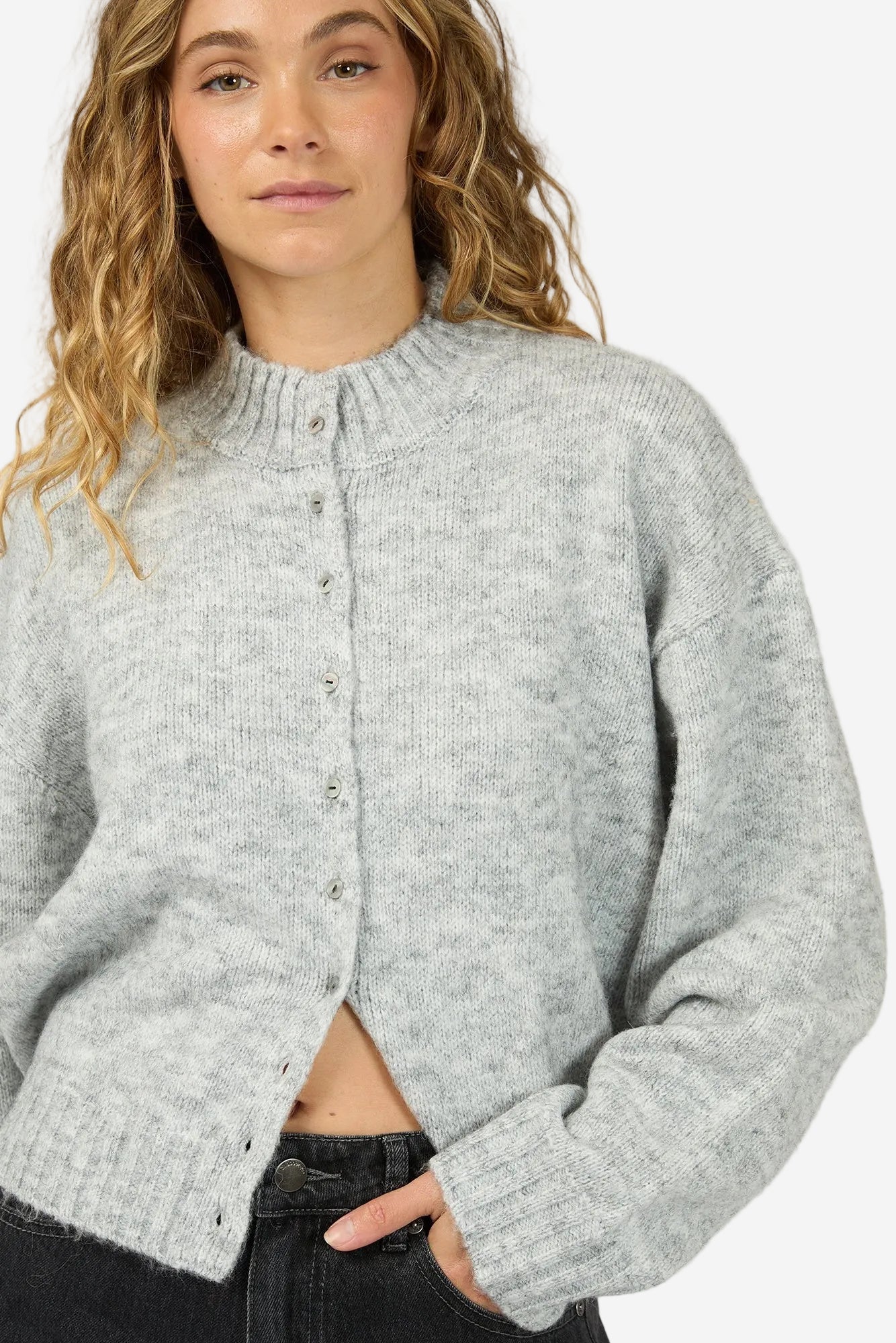 ALL ABOUT EVE ROSALIA CARDIGAN - GREY MARLE - THE VOGUE STORE