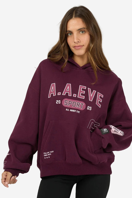 ALL ABOUT EVE EMPOWER BOX HOODIE - WINE - THE VOGUE STORE
