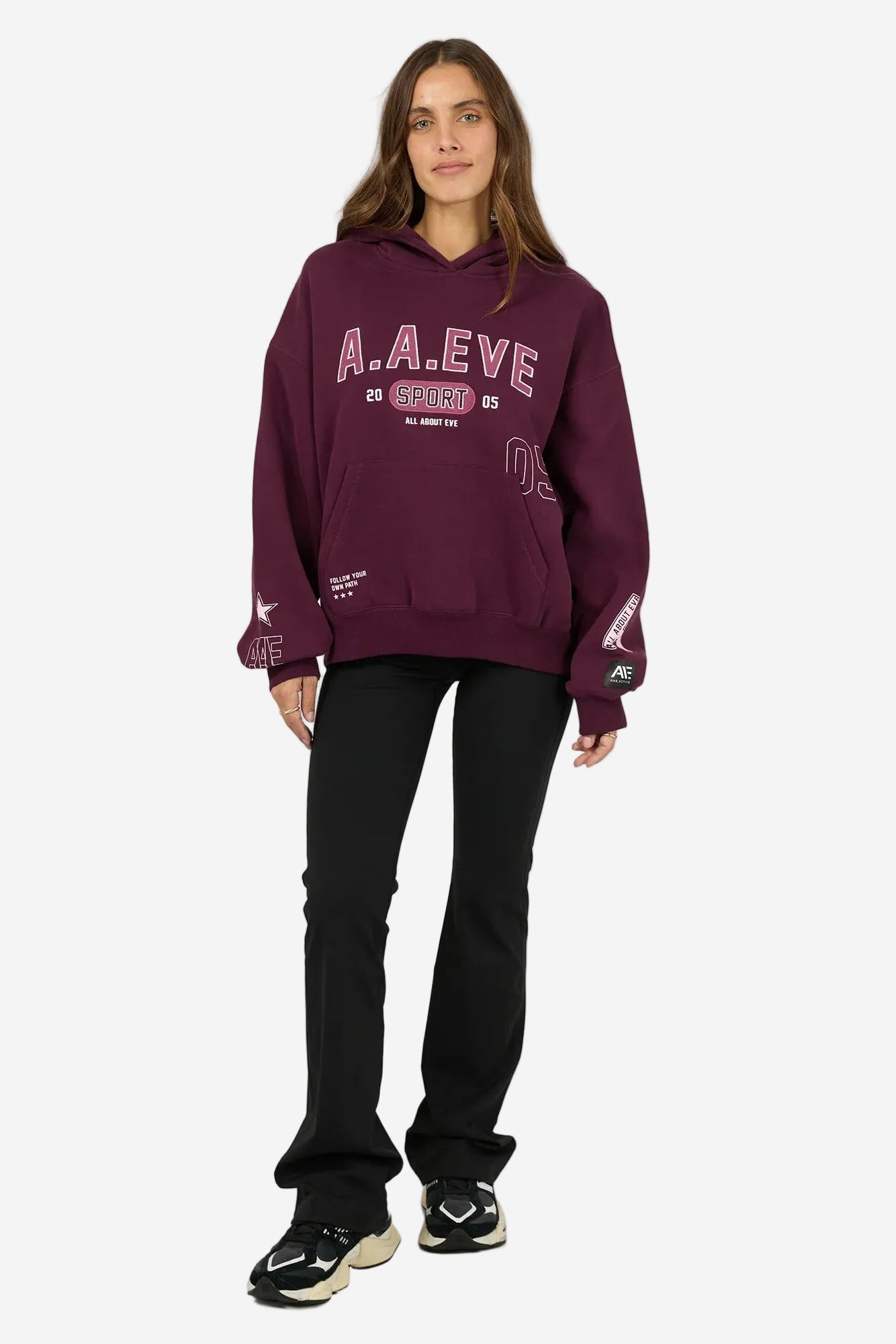 ALL ABOUT EVE EMPOWER BOX HOODIE - WINE - THE VOGUE STORE