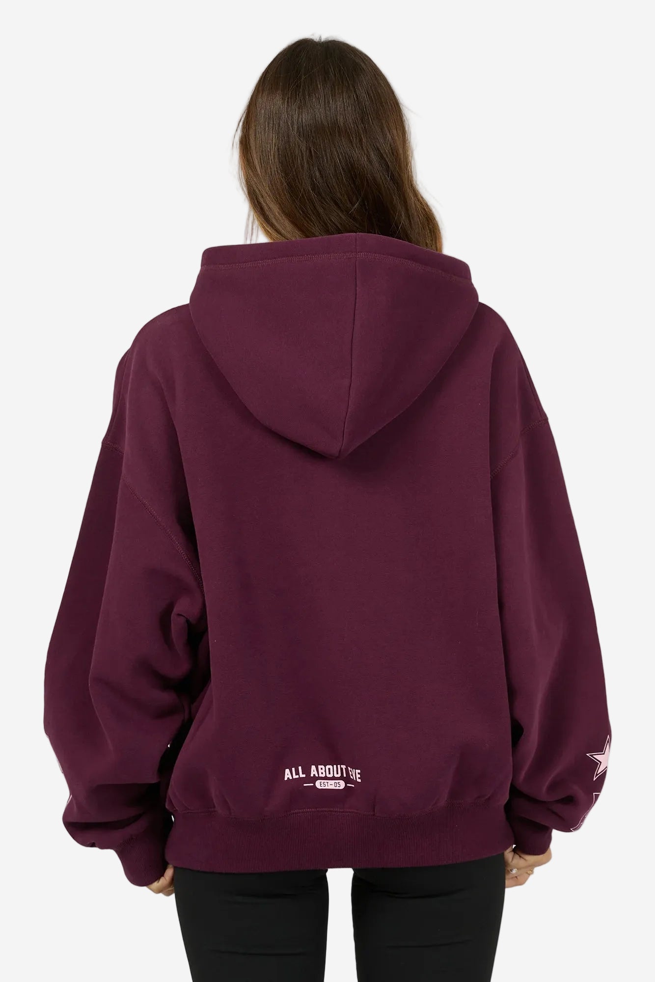 ALL ABOUT EVE EMPOWER BOX HOODIE - WINE - THE VOGUE STORE
