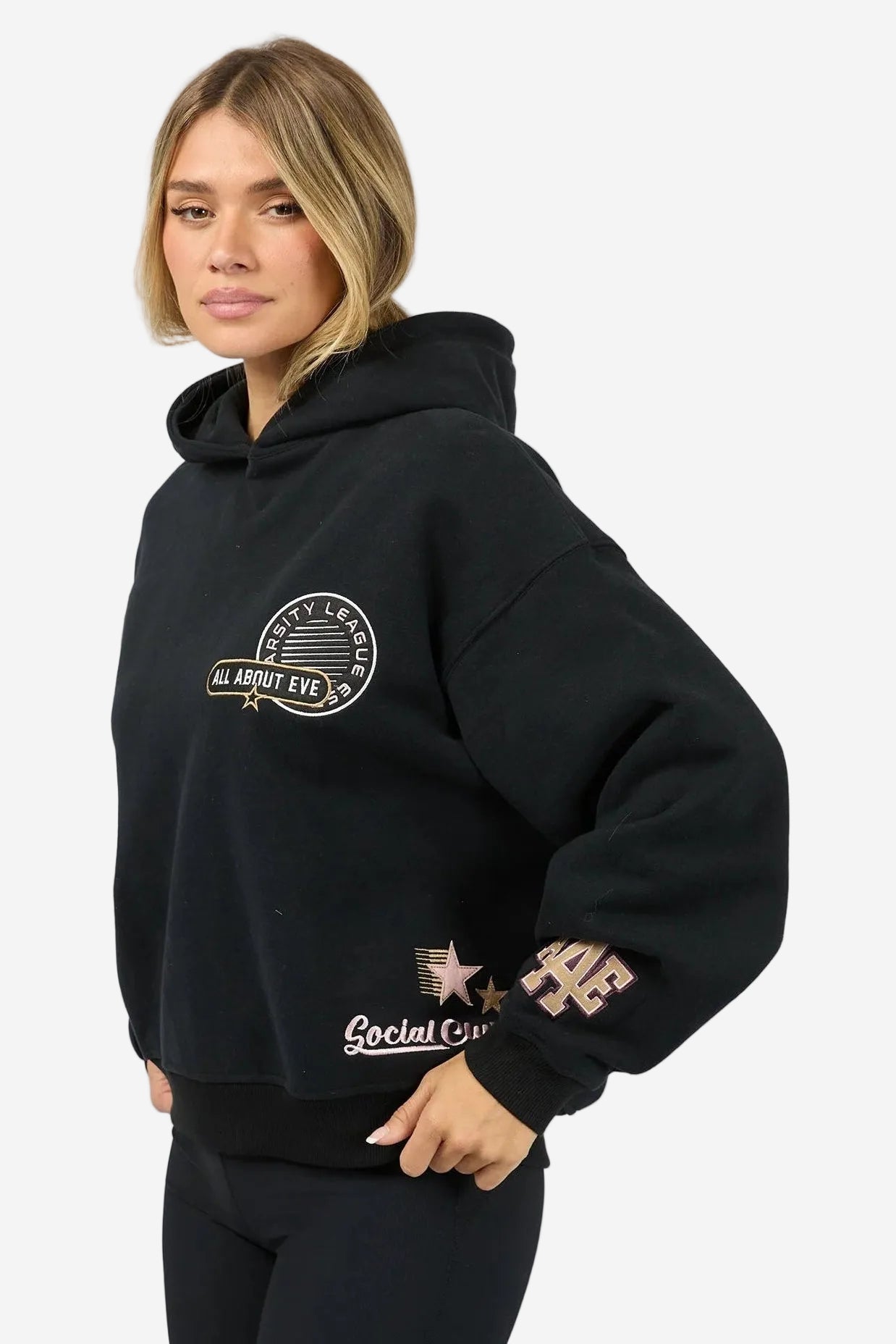 ALL ABOUT EVE ELITE BOX HOODIE - BLACK - THE VOGUE STORE