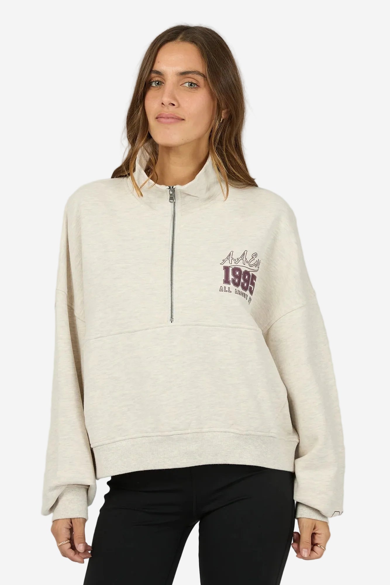ALL ABOUT EVE EVE TEAM 1/4 ZIP - OAT - THE VOGUE STORE