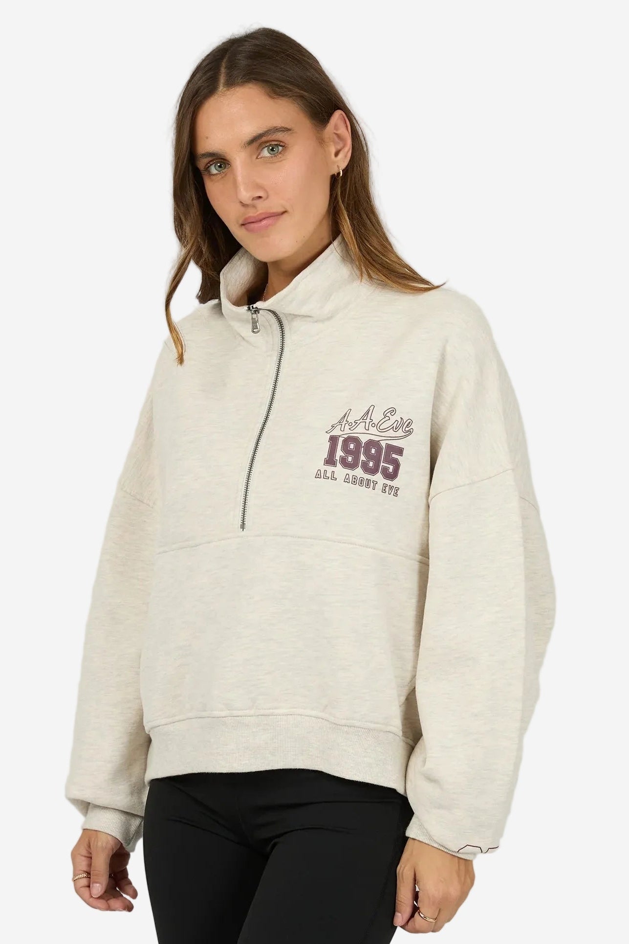 ALL ABOUT EVE EVE TEAM 1/4 ZIP - OAT - THE VOGUE STORE