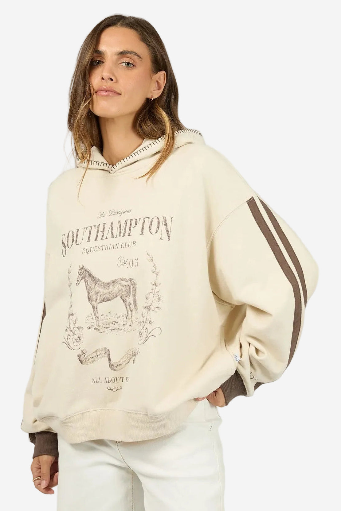 ALL ABOUT EVE SOUTHAMPTON BOX HOODIE - VANILLA - THE VOGUE STORE