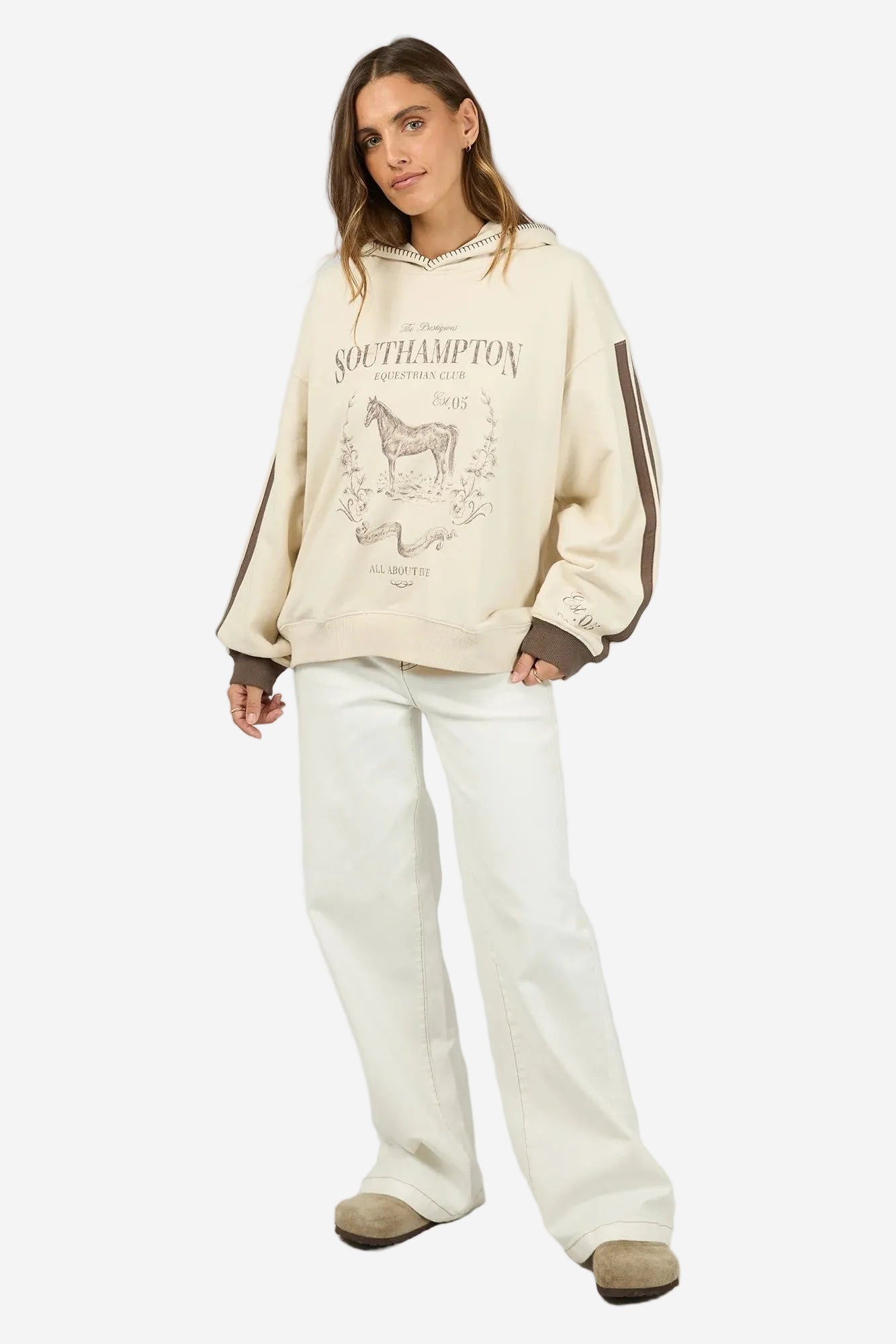 ALL ABOUT EVE SOUTHAMPTON BOX HOODIE - VANILLA - THE VOGUE STORE