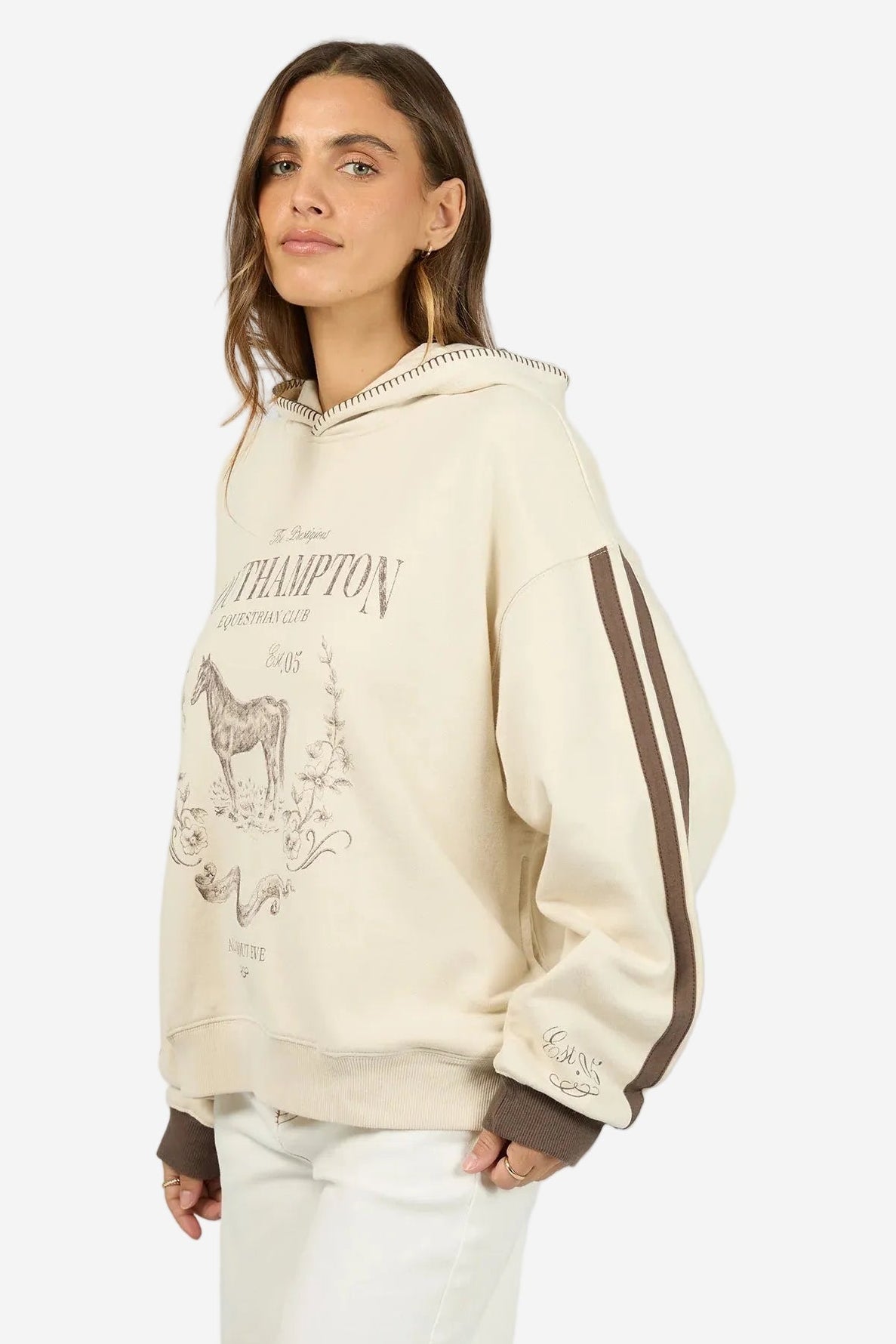 ALL ABOUT EVE SOUTHAMPTON BOX HOODIE - VANILLA - THE VOGUE STORE