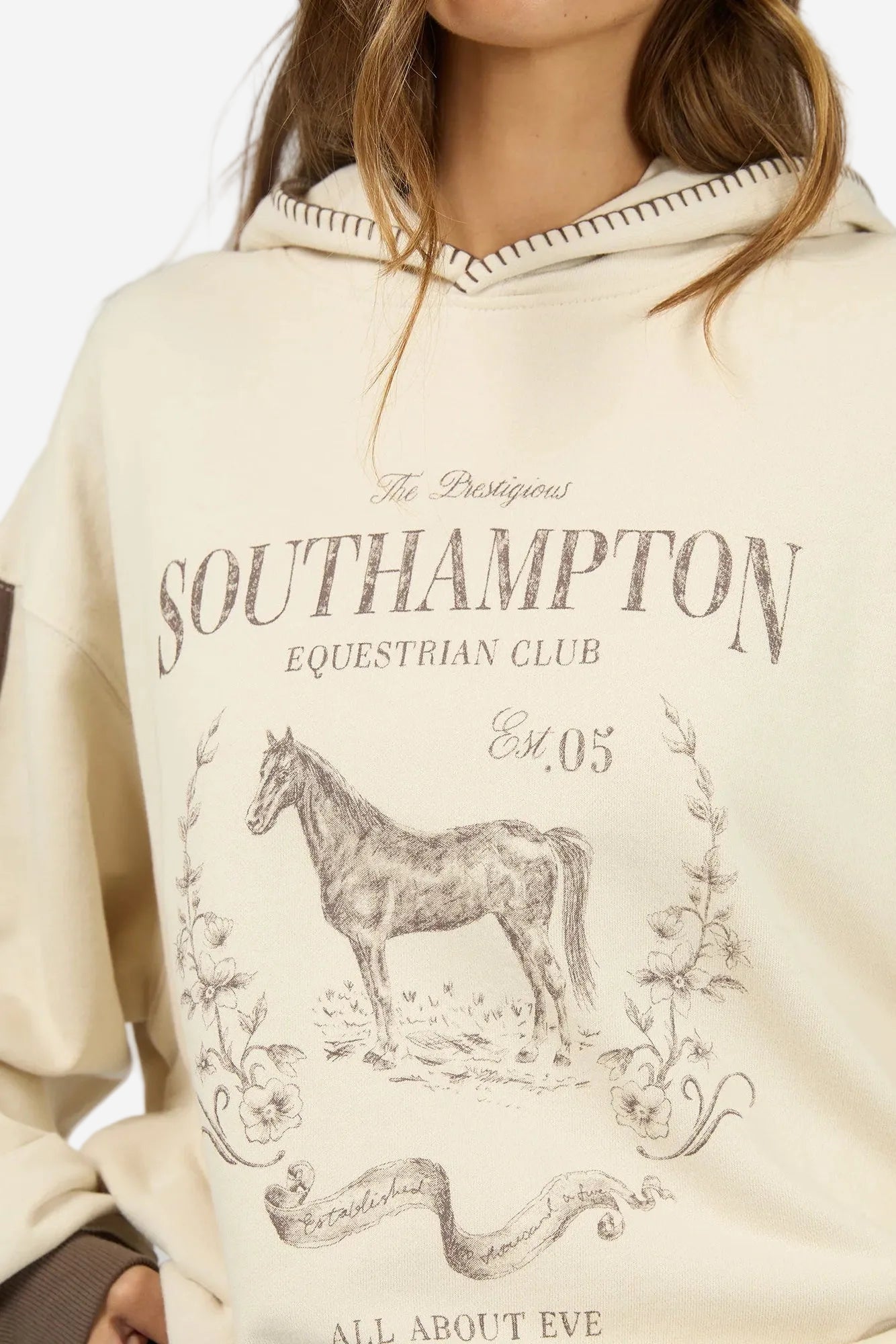 ALL ABOUT EVE SOUTHAMPTON BOX HOODIE - VANILLA - THE VOGUE STORE