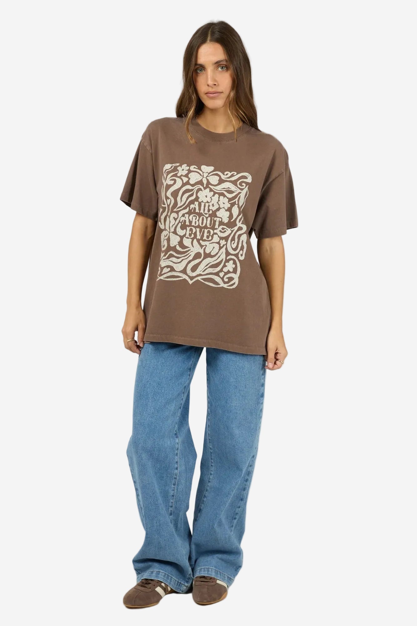 ALL ABOUT EVE FIELDS RELAXED TEE - COFFEE - THE VOGUE STORE
