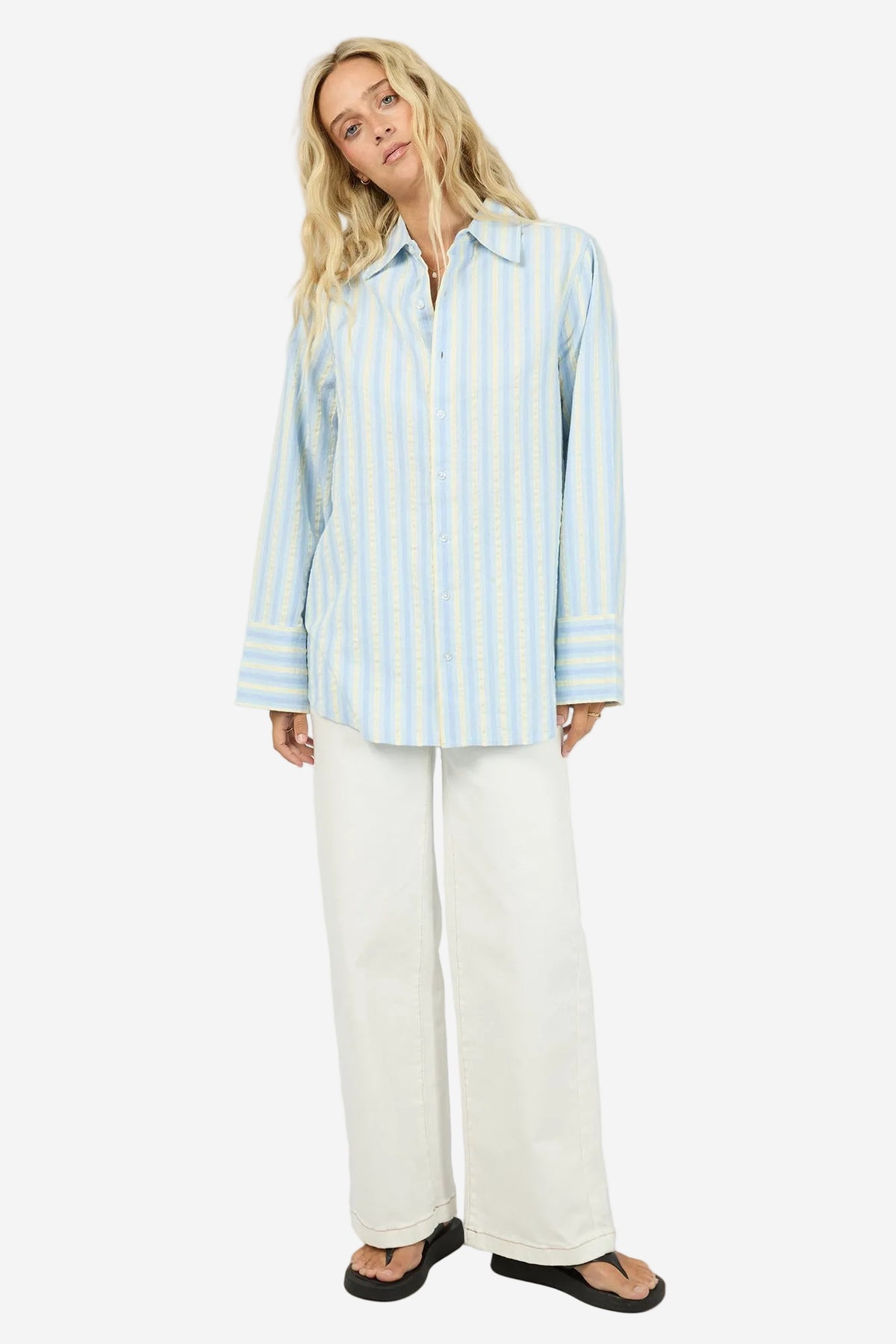 ALL ABOUT EVE WEEKEND STRIPE SHIRT - STRIPE - THE VOGUE STORE