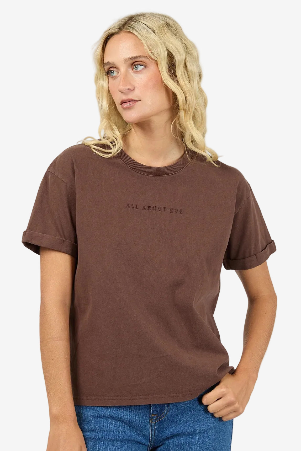 ALL ABOUT EVE WASHED TEE - BROWN - THE VOGUE STORE