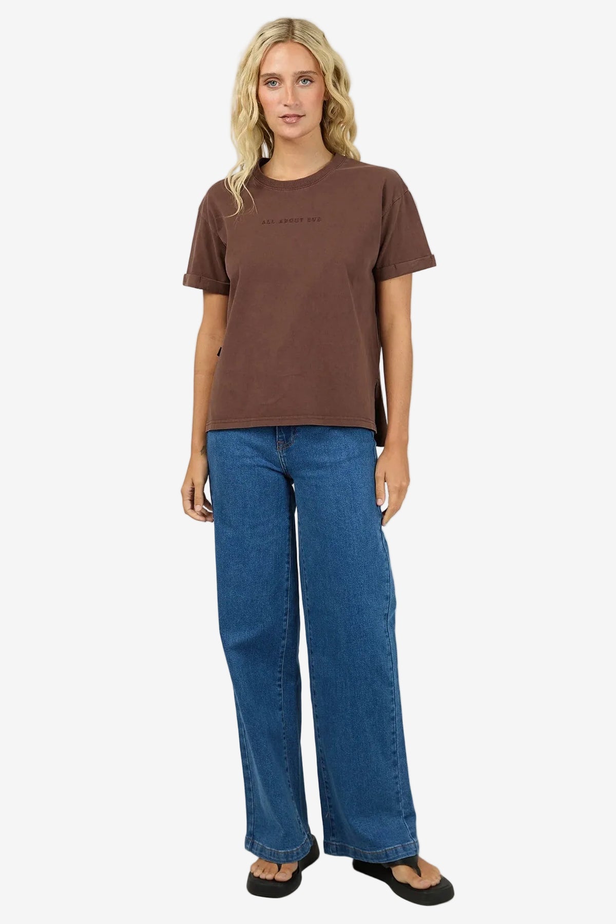 ALL ABOUT EVE WASHED TEE - BROWN - THE VOGUE STORE