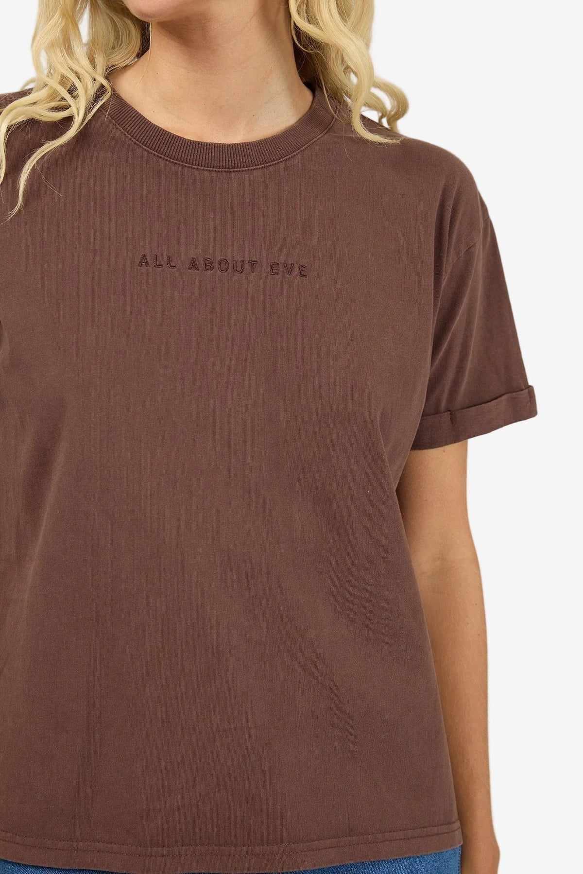 ALL ABOUT EVE WASHED TEE - BROWN - THE VOGUE STORE