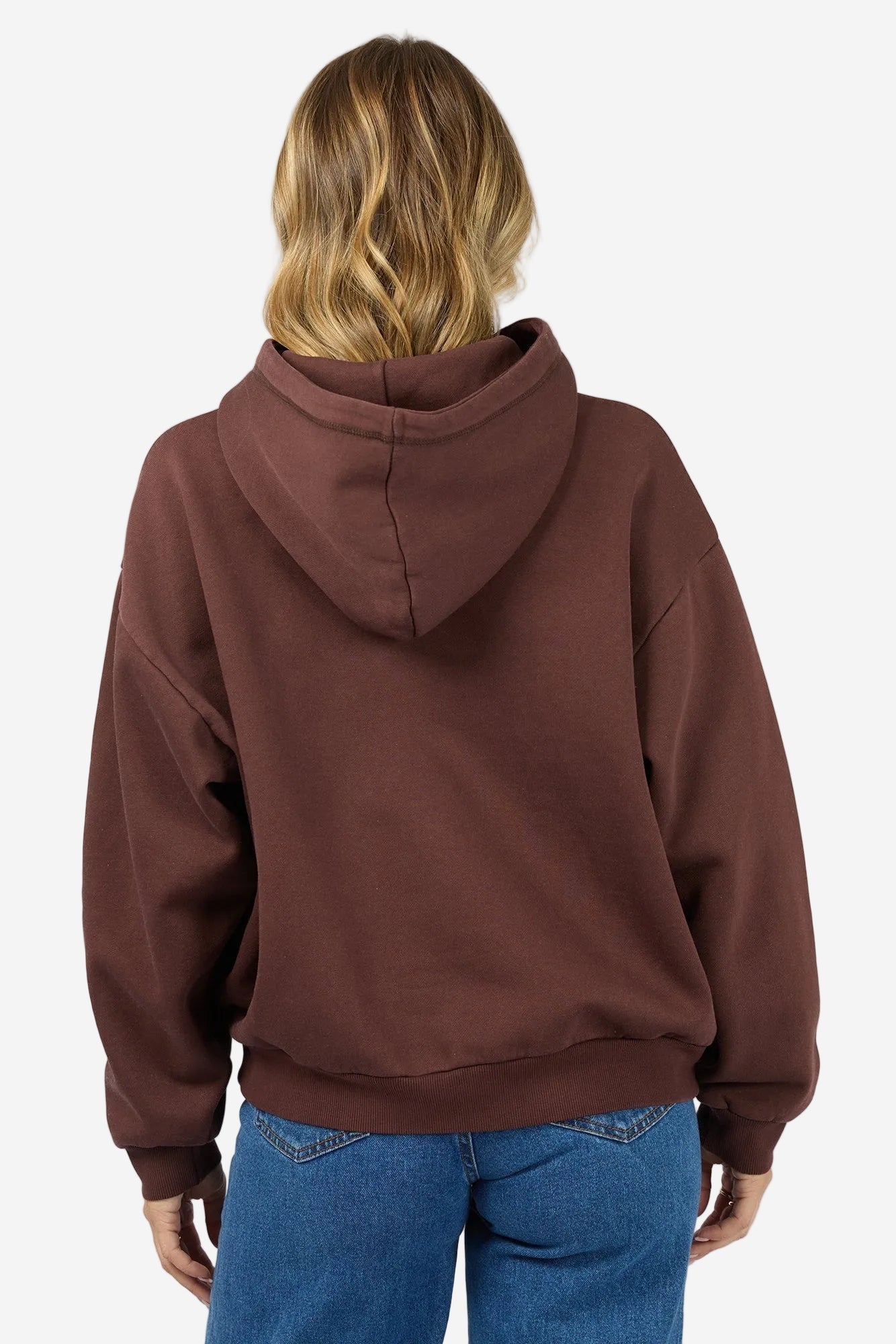 ALL ABOUT EVE WASHED BOX HOODIE - BROWN - THE VOGUE STORE