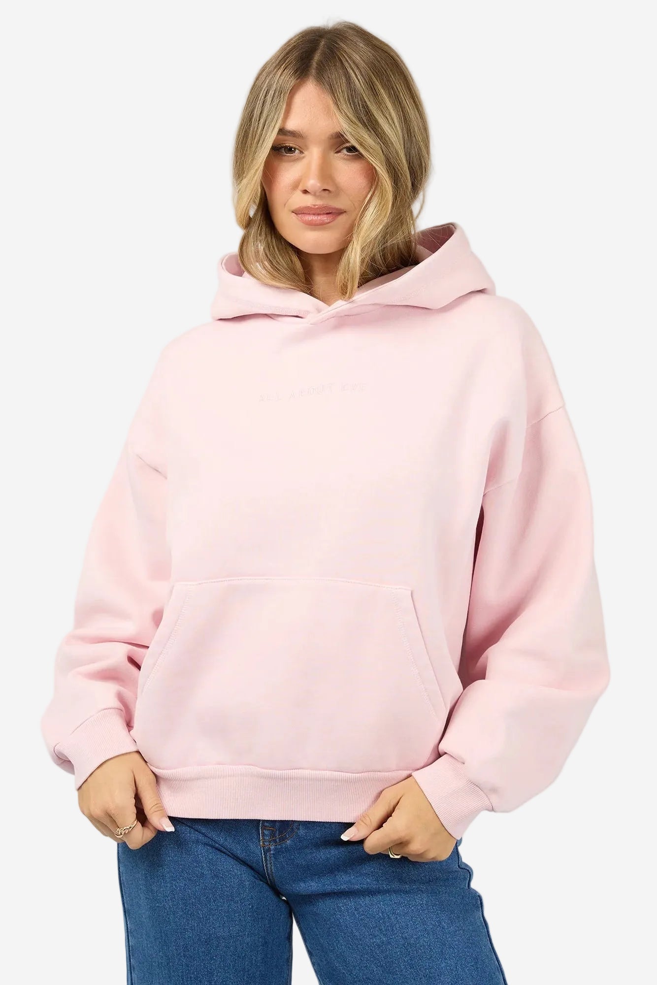 ALL ABOUT EVE WASHED BOX HOODIE - LIGHT PINK - THE VOGUE STORE