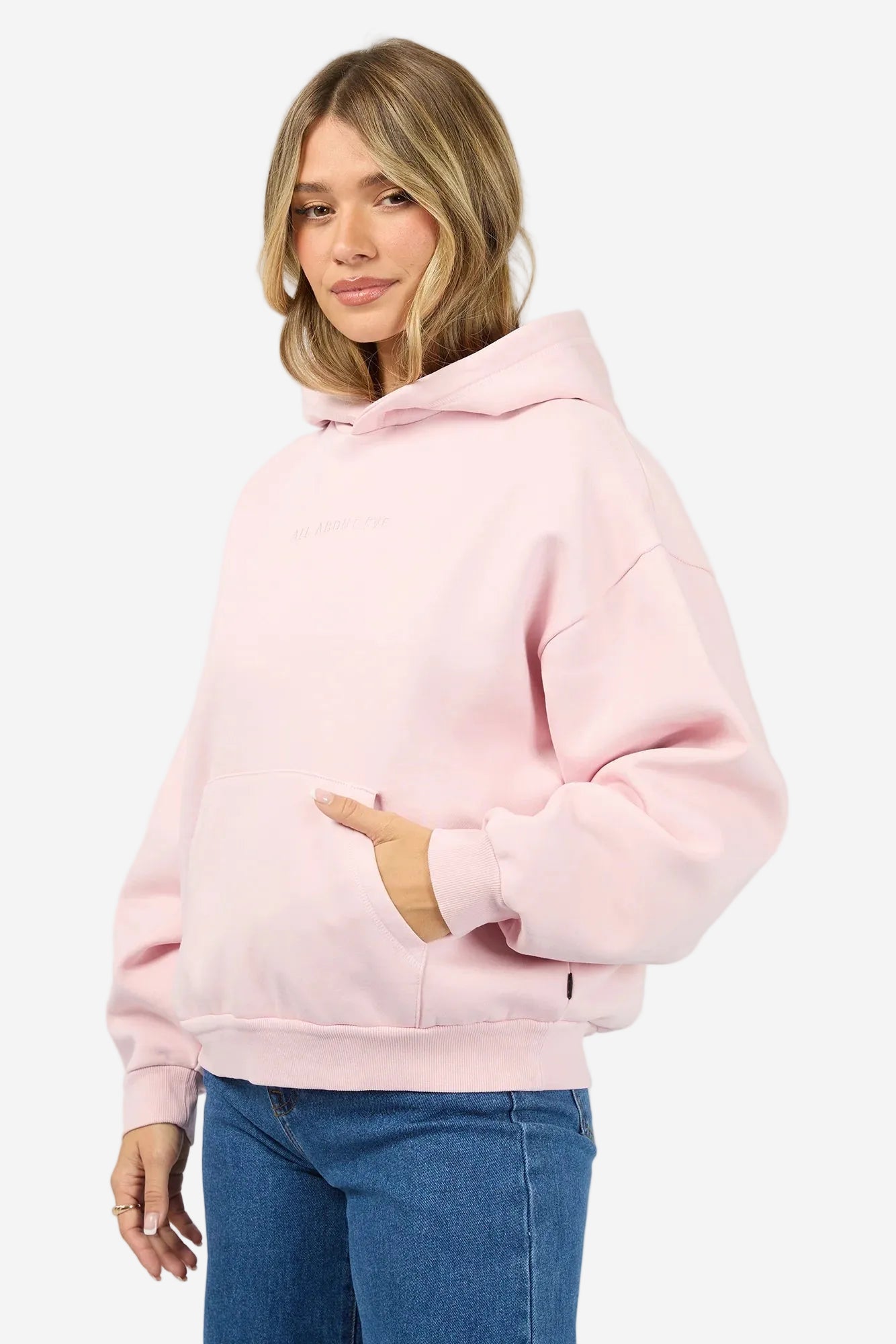 ALL ABOUT EVE WASHED BOX HOODIE - LIGHT PINK - THE VOGUE STORE