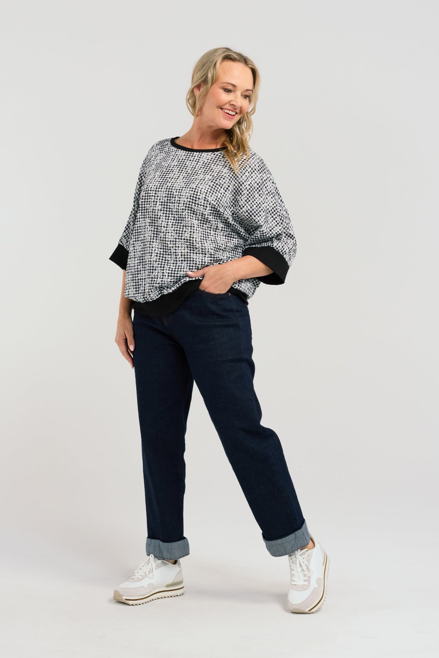 SEDUCE FLORENCE TOP - FLORAL CHECK - THE VOGUE STORE