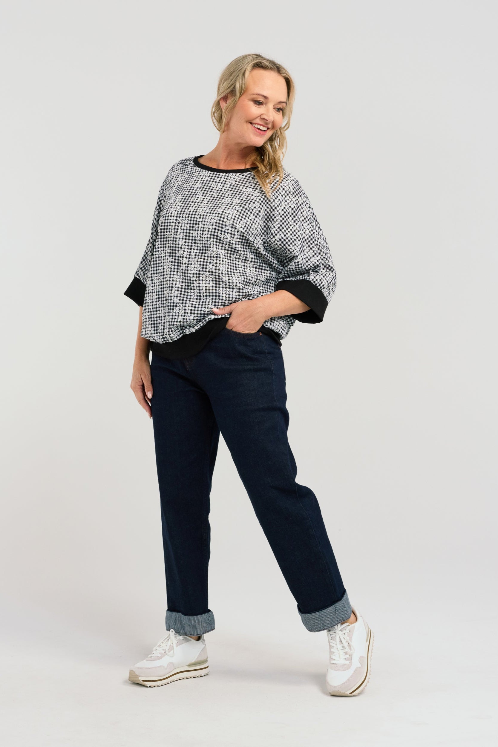 SEDUCE FLORENCE TOP - FLORAL CHECK - THE VOGUE STORE