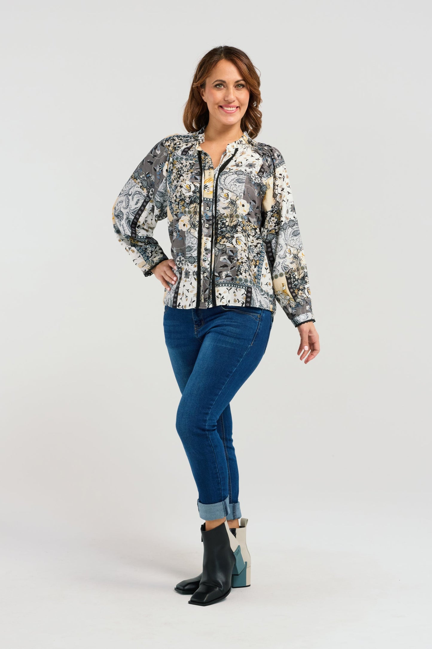 SEDUCE GOLDIE BLOUSE - GREY MEDLEY - THE VOGUE STORE