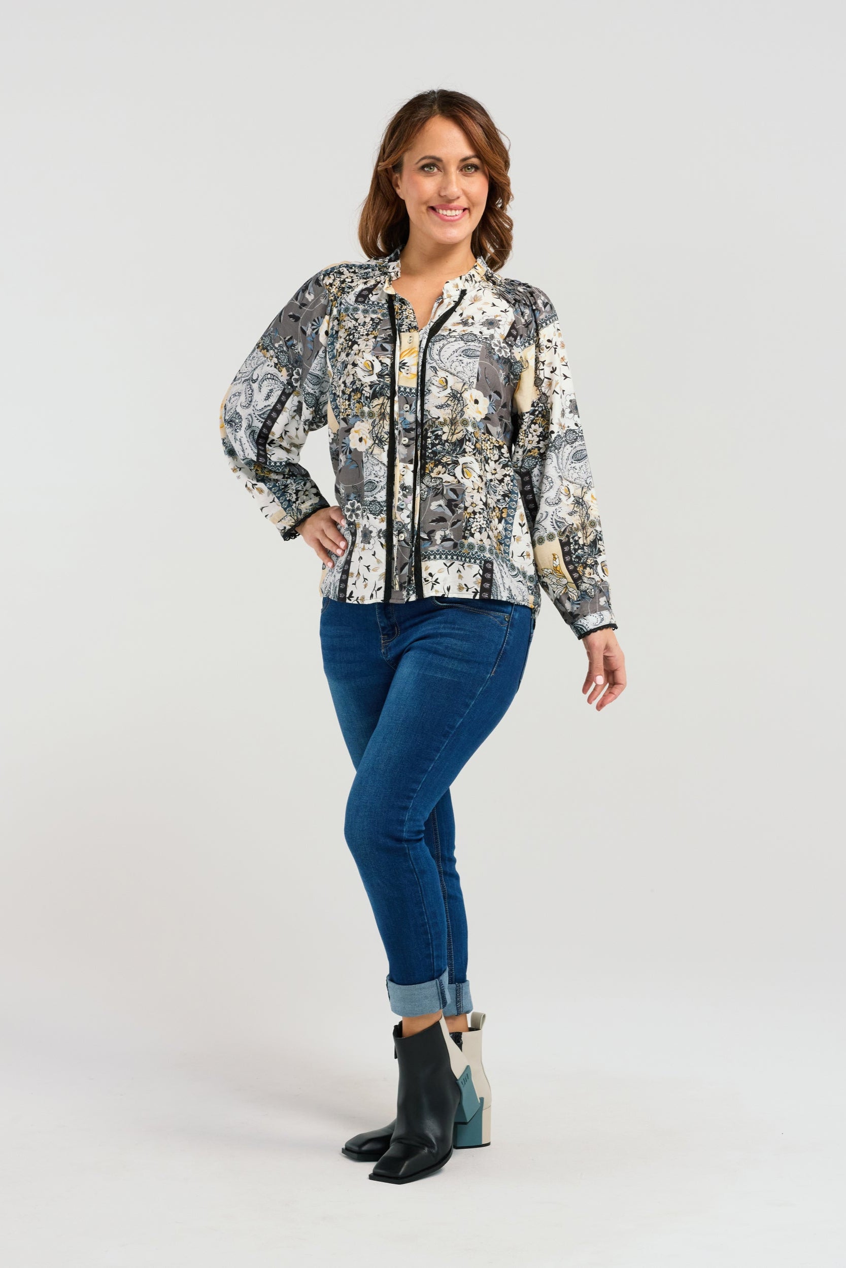 SEDUCE GOLDIE BLOUSE - GREY MEDLEY - THE VOGUE STORE