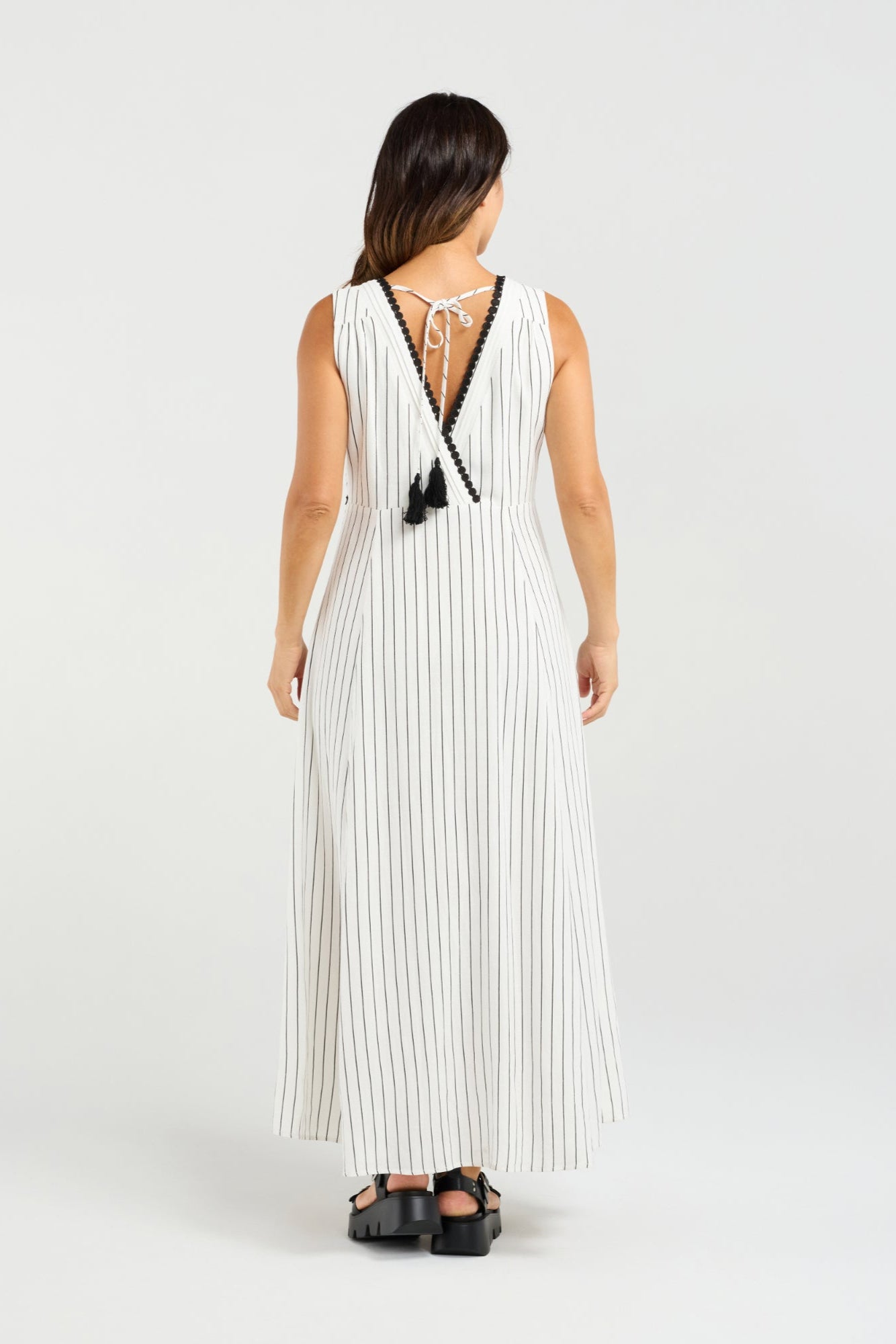 ZAFINA ZARIAH DRESS - PINSTRIPE - THE VOGUE STORE
