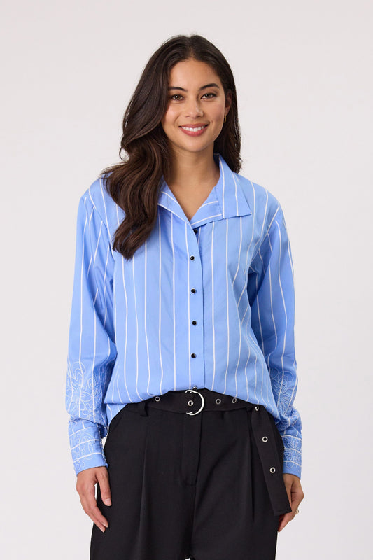 DESIGN NATION MUSE SHIRT - CHAMBRAY - THE VOGUE STORE