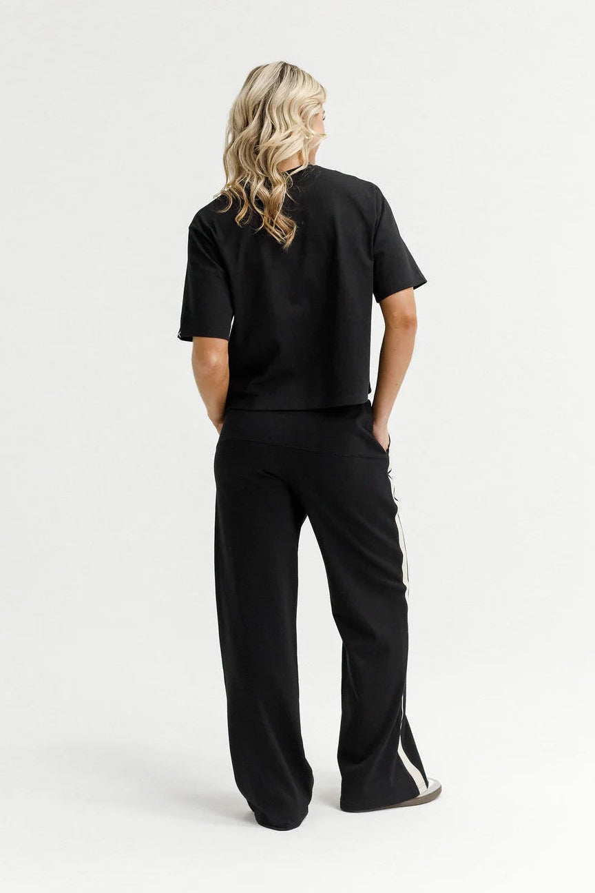 HOMELEE PALAZZO PANTS - BLACK & SAND - THE VOGUE STORE