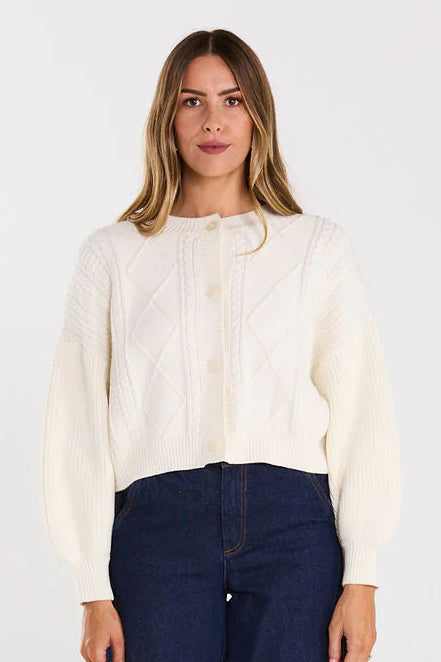 THING THING FLOURISH CARDIGAN - MILKY BAR