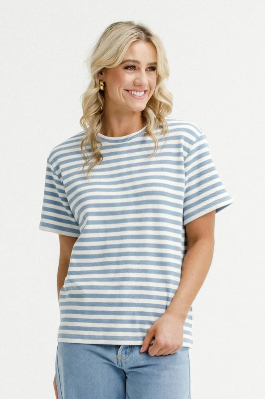 HOMELEE CHRIS TEE - SKY STRIPES - THE VOGUE STORE