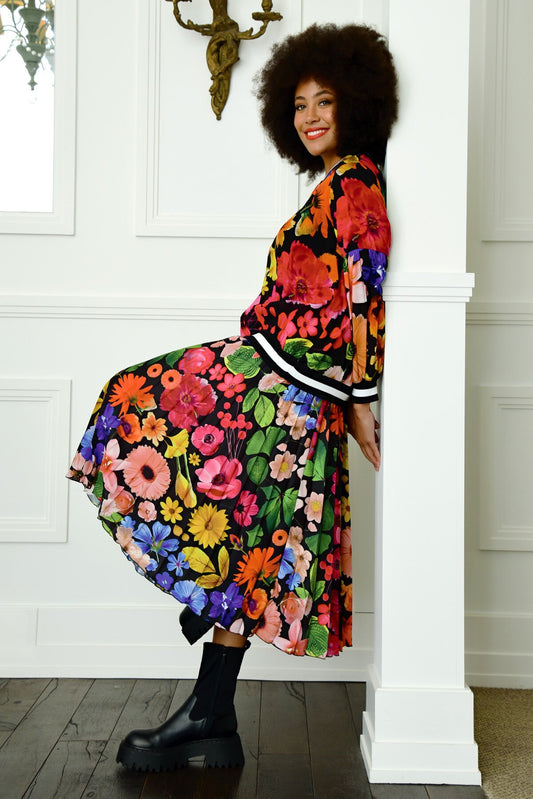CURATE FALL AT MY PLEAT SKIRT - FLOWERS - THE VOGUE STORE