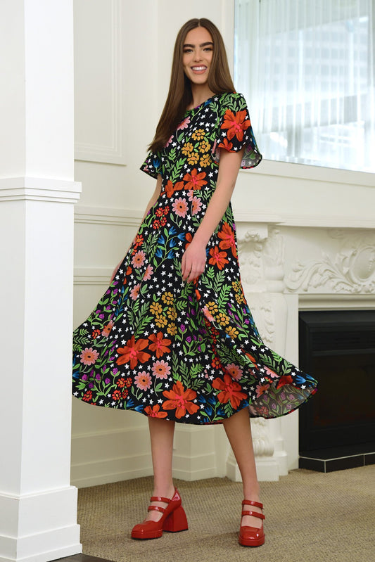 CURATE SWIRL STORY DRESS - FLOWERS - THE VOGUE STORE