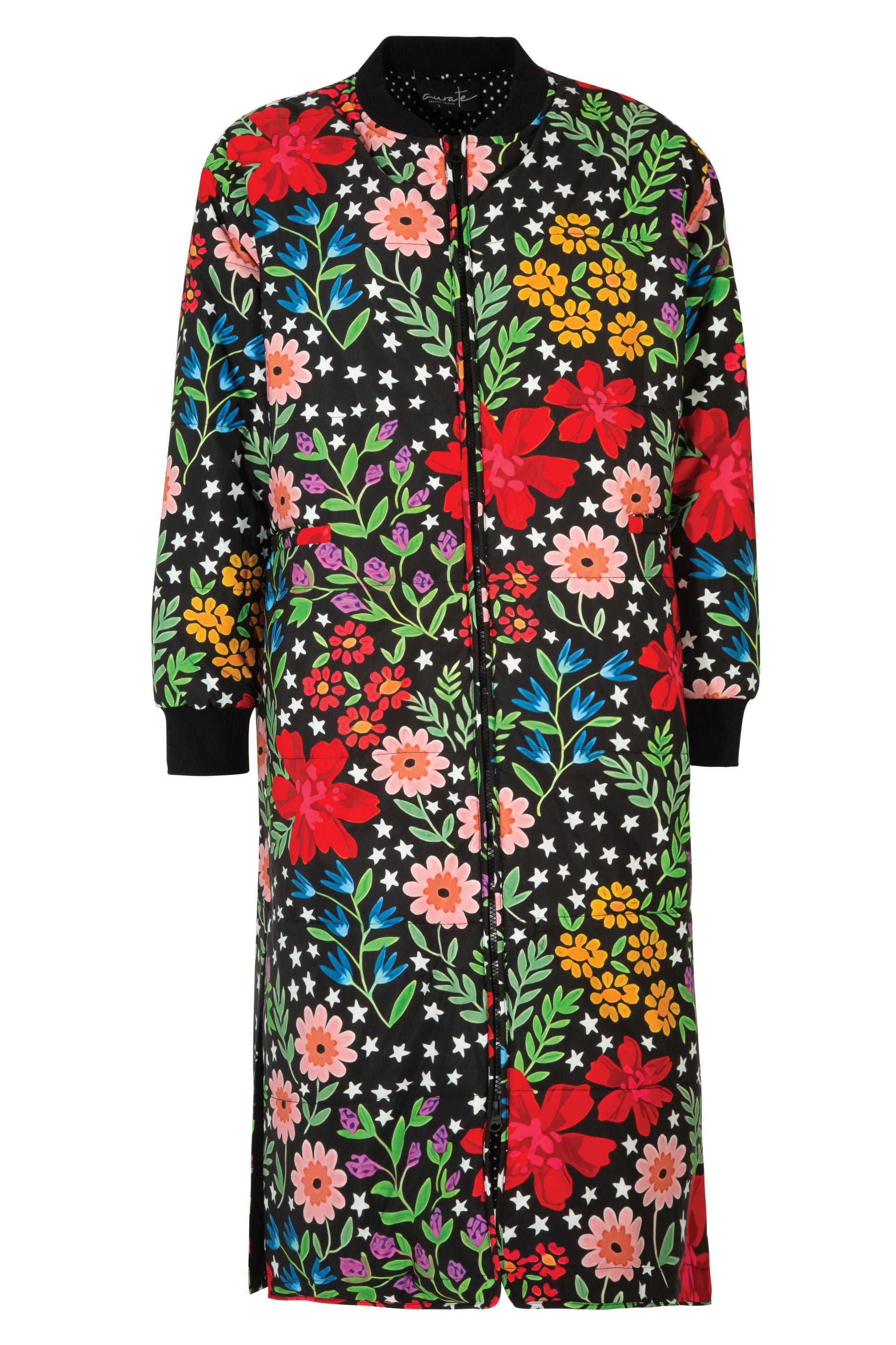 CURATE PUFF PIECE COAT - FLOWERS - THE VOGUE STORE