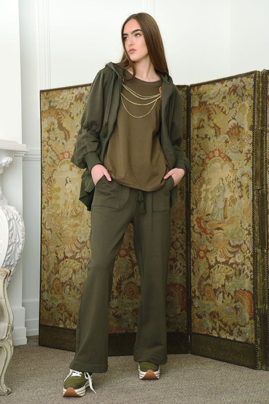 CURATE LONG STRETCH PANT - KHAKI - THE VOGUE STORE