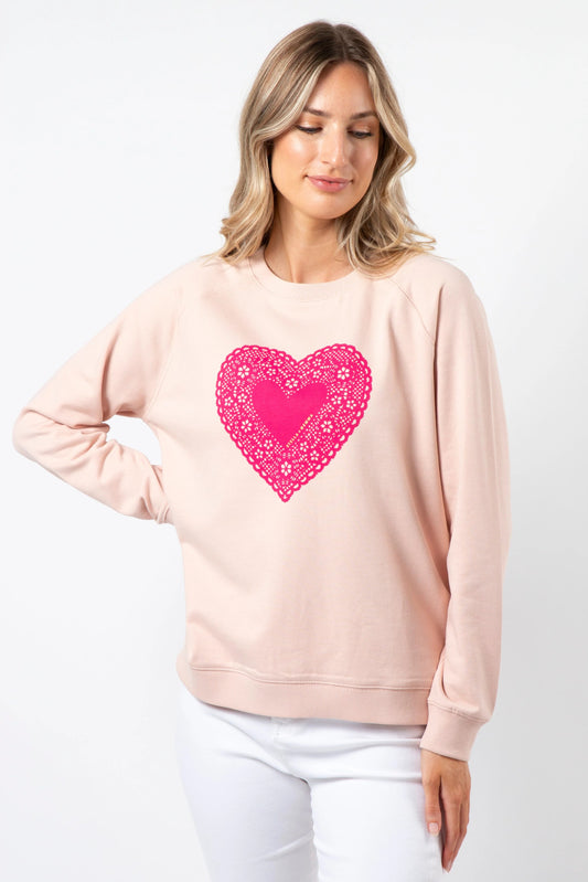 STELLA + GEMMA CLASSIC SWEATER - NEON DOILY HEART - THE VOGUE STORE